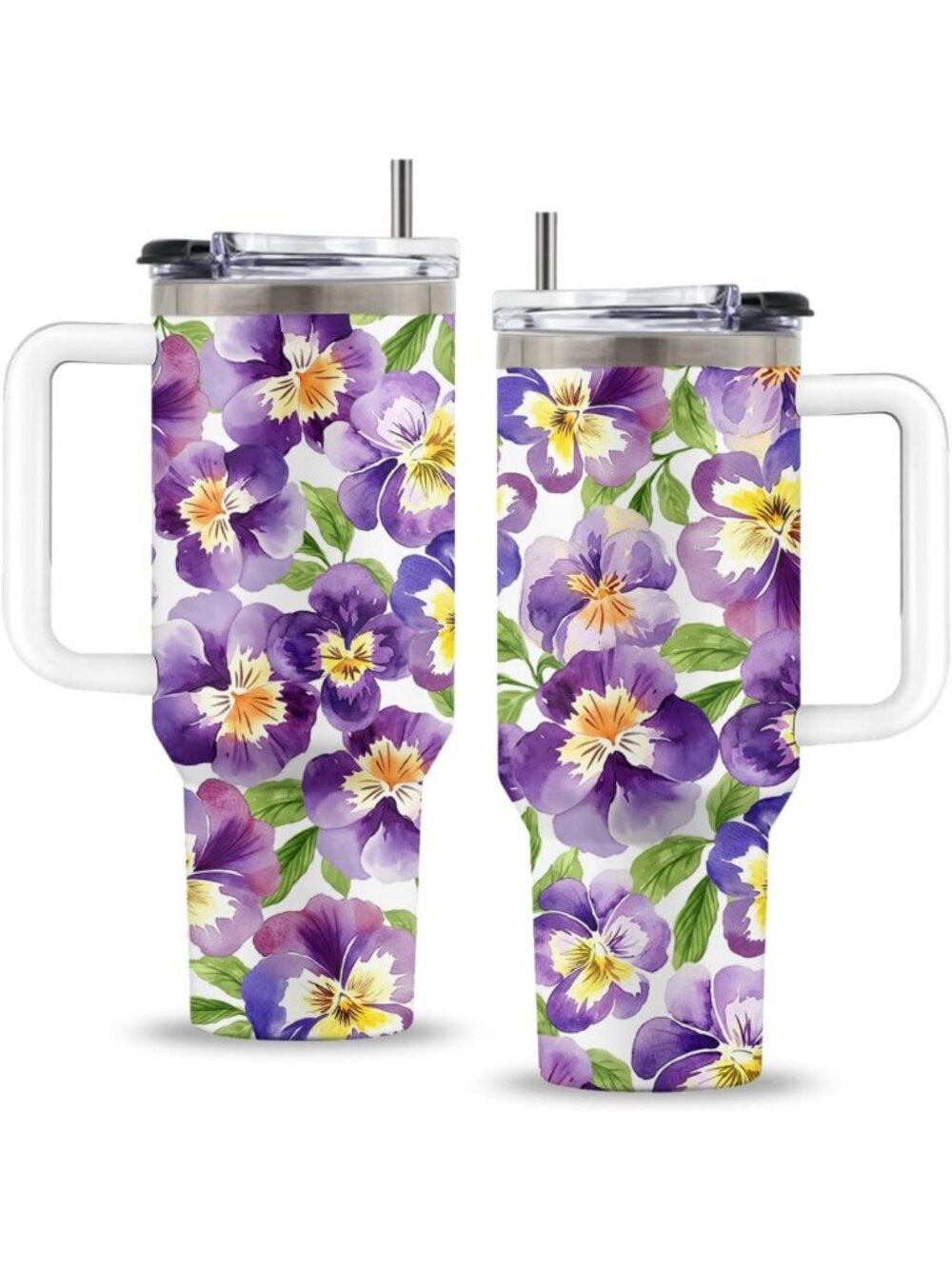 40oz Stainless Steel Tumbler with Handle & Straw - Insulated Sport Cup